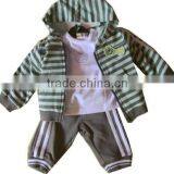 Spring Child Jacket Tshirt and Pants Sets Strpe Casual Sport Set With Hood 3pcs Clothing Set Baby Clothes Set thumbnail-1