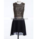 Hot Selling Popular Mature Style O-neck Sleeveless Shiny Women Dress for Formal Party thumbnail-2