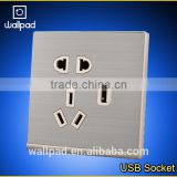 China Supplier Wallpad High Quality Metal 110~250V Electrical Wall Socket with Usb Port USB Power Wall Lamp Light Socket EU UK