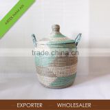 Medium seagrass basket / Seagrass Hamper with lid and handle/ Seagrass Laundry Hamper / laundry basket