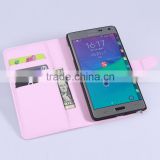 Factory Price Lichee Leather Pouch Wallet Case Folio Stand Cover for Samsung GALAXY Note Edge N915