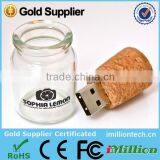 Wholeale Promotional Gifts 2gb/4gb/8gb/16gb Usb 2.0 Drift Bottle Wood Glass Souvenir Usb Flash Stick thumbnail-2