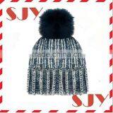 Custom Women's Thick Cable Knit Beanie Hat With Soft Faux Fur Pom Pom thumbnail-4