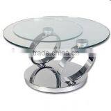 Height Adjust Oval Glass Coffee Table
