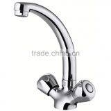Dual Handles Brass Kitchen Sink Mixer Tap thumbnail-1