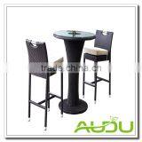Audu Contemporary Bistro Set /Black Armless Rattan Bistro Set thumbnail-5