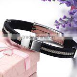 2017 Best Seller Gift Men Stainless Steel Silicone Bracelet thumbnail-6