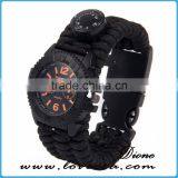 Multifuctional Paracord Survival Watch With Compass Whistle Fire Starter Watchband Bracelet Outdoor Activities Tool thumbnail-3