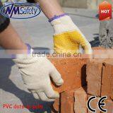 NMSAFETY 10 Gauge Yellow Pvc Dotted Natural Polycotton Hand Work Safety Gloves