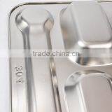 Stainless Steel Canteen Serving Tray /Dinner Fast Food Plate With 4 Compartments thumbnail-6