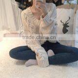 Plus Size Women Sexy V-neck Knit Sweater Outerwear Pullover Tops Knitted Cashmere Sweater Women thumbnail-3