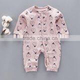 Wholesale New Born Snap Buttons Small House Printed Cotton Jumpsuit thumbnail-3