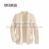 Pockets At Front Rolled Collar Children Cardigan Sweater 2016 thumbnail-1