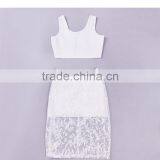 White 2 Pieces Sexy Lace Knee Length Women's HL Bandage Party Clubwear Dress thumbnail-3