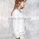 Slim Fit Fancy Printed Custom White Bomber Baseball Jacket for Women thumbnail-3