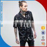 Printed Short Sleeve Men's Shirt Black Summer Style Fashion Casual Shirt thumbnail-1