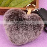 Myfur Mixed Colors Genuine Accessories Fur Heart-Shaped Keychain Bag Charm thumbnail-2
