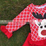 Baby Clothes Winter/fall Boutique Red Grid Ruffle Outfits Girls Reindeer Sets Christmas Outftis With Necklace and Headband thumbnail-2