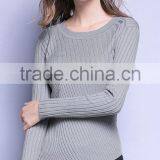 Womens Grey Cotton Knitted Pattern Long Sleeves Pullover Sweaters With Best Price thumbnail-2
