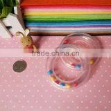 Baby Plastic Rattle Ring in Clear Colorful Beans Insert Craft Toy
