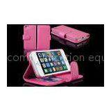 Pink Mobile Phone Shells , IPhone 5S Leather Wallet Cell Phone Case thumbnail-1