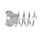 Gold&Silver-plated Rhinestone Butterfly Wrap Around Spiral Rings thumbnail-3