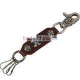 Gothic Punk Skull Leather Metal Key Chain Ring Fob Keychain Keyring,Llavero