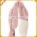 New Design Pink And White Fox Fur Long Fur Wrap