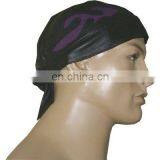 HMB-901D LEATHER SKULL CAP DURAG PURPLE FLAME STYLE BIKER SKULLCAP HATS