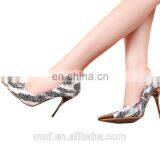 MCH-2395 Stylish Grey and White Mature Sexy Girl Snakeskin Grain Simple Shoes Pointed Toe Stilettos Women High Heel Shoes thumbnail-1