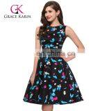 Grace Karin Many Colors Sleeveless Cotton Cheap Short 50s Retro Print Dress CL6086-17# thumbnail-1