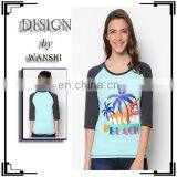Custom Printing Casual Women t Shirt Long Sleeve Lady Blouse