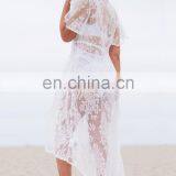Sexy Transparent White Lace Beach Dress Bikini Cover Up thumbnail-2