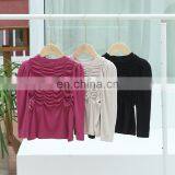 Girls' Bottoming Shirt Autumn 2020 Korean Wave Wrinkle Bubble Sleeve Solid Color Knitted Bottoming Shirt Top thumbnail-1