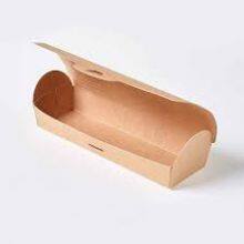 Eco Friendly Cardboard Hot Dog Boxes Kraft Paper Burger Clamshell Takeaway Food Packaging thumbnail-1