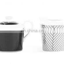 Nordic Black Creative Line Ceramic Coffee Mug Tea Cup Dinner Plate Porcelain For Top Table Ware thumbnail-3