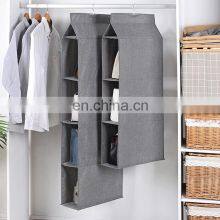 Long Soft Fabric Over Closet Rod Hanging Storage Organizer With Dividers for Clothes, Leggings, Lingerie, T Shirts ,Bag thumbnail-4
