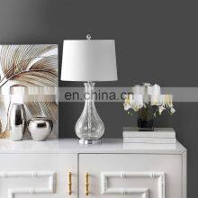 Modern Glam Luxury Table Lamps Crystal Glass Gold Metal White Tapered Drum Shade Decor thumbnail-3