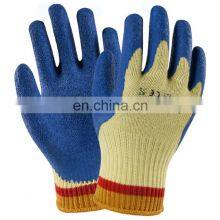 Heavy Duty Blue Latex Rough Dipped Aramid Fiber Fire Proof Anti Cut Resistant Work Gloves thumbnail-1