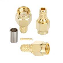 High Quality Full Brass RF Coaxial Straight SMA-J-3 Male Female Negative Electrode Crimp Connector for SYV50-3/RG58/3D-FB/LMR200 Cable thumbnail-3