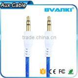 New Premium 2016 Fabric Braided Flat AUX Cable For IPod Iphone MP3 Audio Cable 3.5mm for Samsung Galaxy j3 Free Samples thumbnail-2