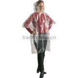 One Size Fits All Waterproof Hooded Transparent Rain Poncho in Bag thumbnail-3