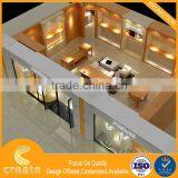 Luxury Wall Mounted Wooden Shop Furniture Garment Display Showcase With Clothes Hanger Rack