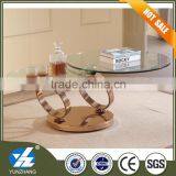 New Design Glass Top Round Metal Coffee Table Quality Choice thumbnail-1