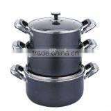 Hot Sale Aluminum Non-stick Forged Hard Anodized Mini Casserole Cooking Pot Stock Pot Sauce Pot Black Color Cookwares thumbnail-1