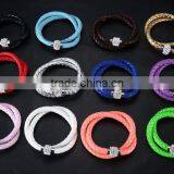 2014 Leather Bracelet, Crystal Rhinestone Bracelet, Leather Rhinestone Bracelet, Genuine Leather Womens Magnetic Bracelet thumbnail-3