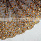 Organza Colorful Litter Sequin Flower Indian Fabric Silk African Fabric CL2029-1 Coffee thumbnail-1