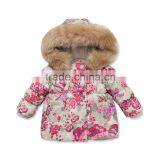 DB3025 Dave Bella 2015 Winter Infant Coat Baby Padded Coat Girls Printed Coat Girls Winter Warm Coat Baby High Quality Jacket