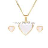 silver gold plated stainless steel with shell heartjewelry