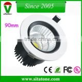 Cold forging aluminum white and black 90mm 5w 7w 10w cob led recessed downlight outcut 75mm